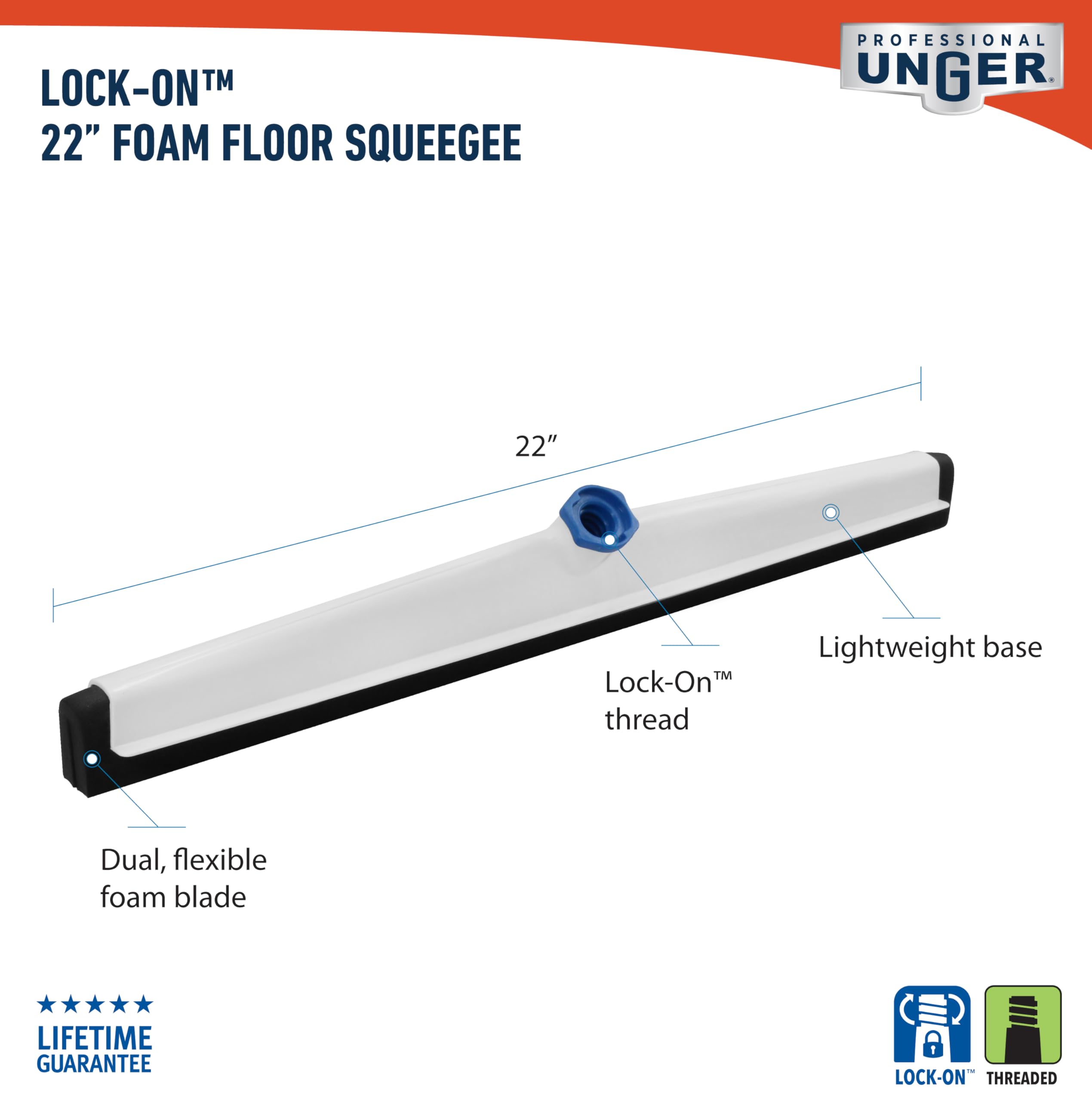 Unger - 961350 Professional AquaFlex Uneven Surface Floor Squeegee with Splash Guard, 22" - Image 5