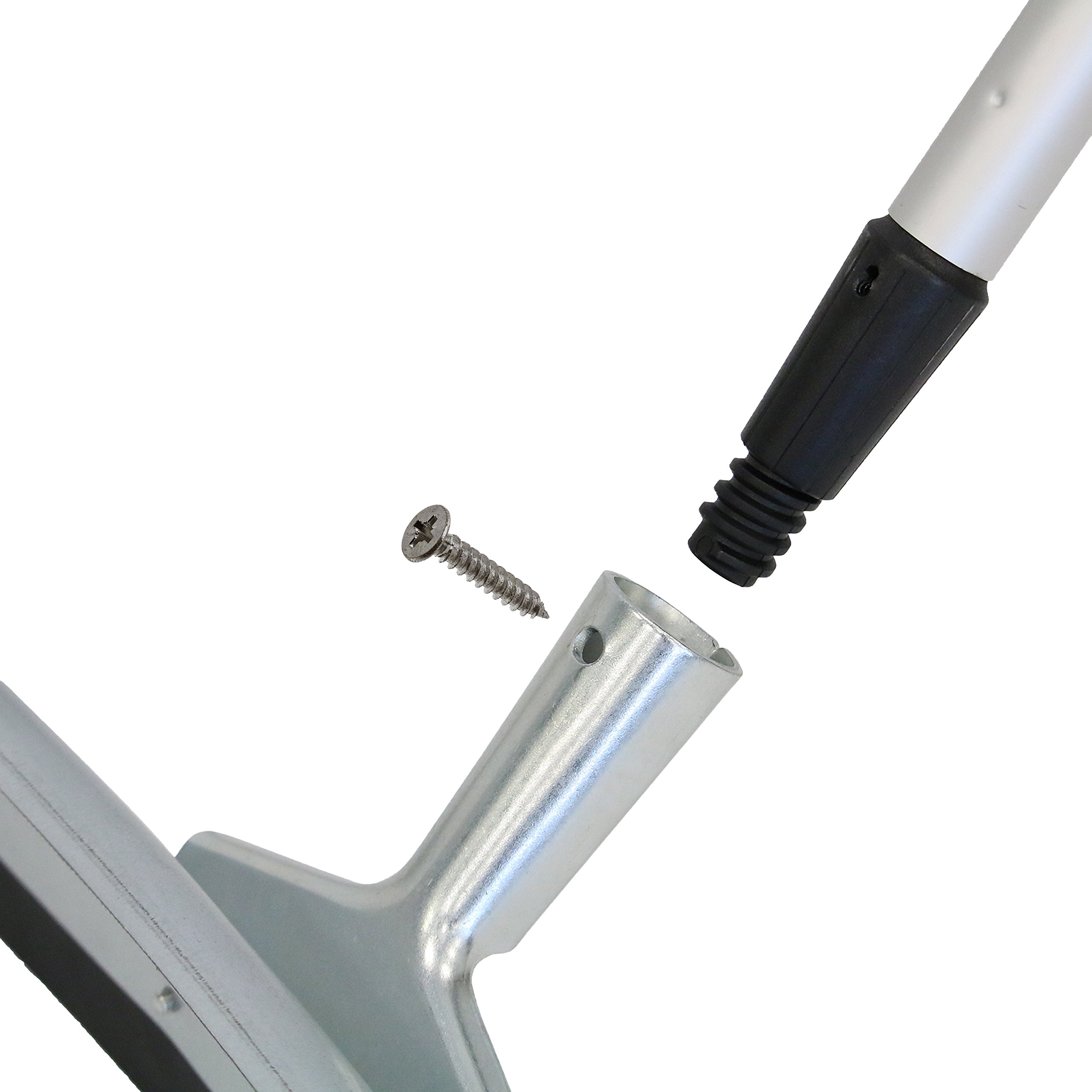 Unger Professional AquaDozer Max Kit, 36” Smooth Surface Curved Floor Squeegee and 48” Dual End Pole, Rubber Blade Scrubber and Broom for Concrete, Asphalt, and Tough Cleaning Jobs - Image 4